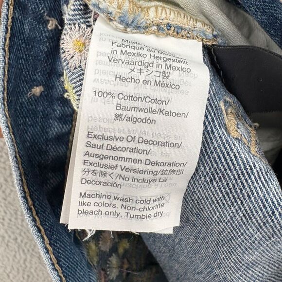 Madewell Perfect Vintage Jean Shorts Embroidered Daisy Size 27 Boho Chic 70s - Picture 14 of 16